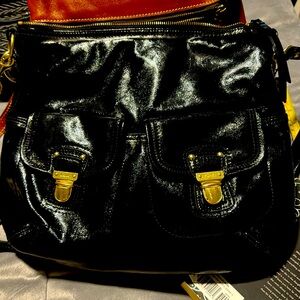 Coach Black Patent Leather gold hardware Hobo.